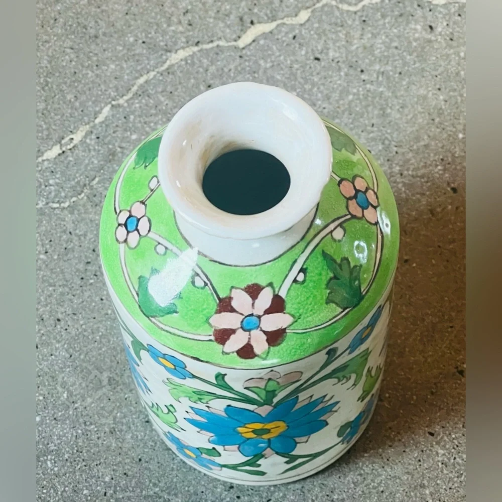 Vintage Turkish Iznik hand Painted Floral Vase